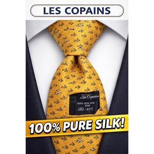 Les Copains Tie Mens One Size Yellow Silk Fishes All-Over Print Classic Vintage